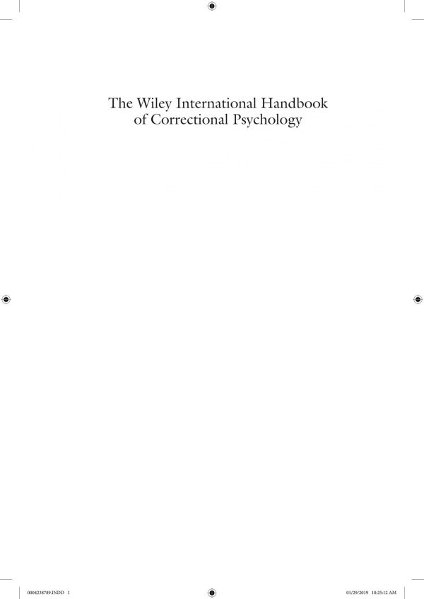 The Wiley International Handbook of Correctional Psychology